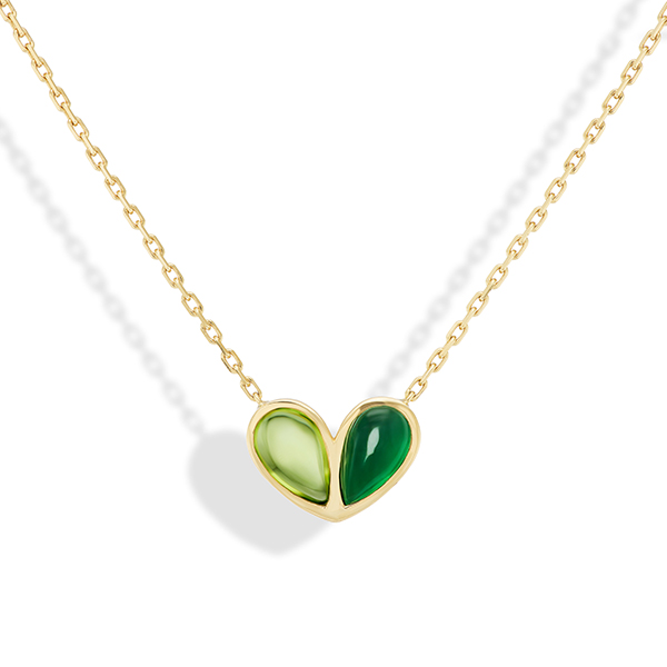 Gemella peridot emerald heart pendant