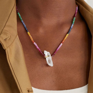 Jia Jia Arizona Rainbow Sapphire Crystal Charm Necklace-model