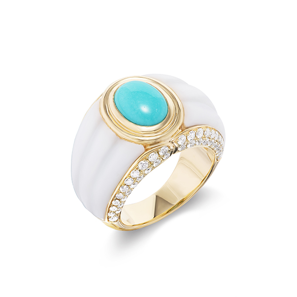 Sorellina White Onyx Sleeping Beauty Turquoise Seashell Ring